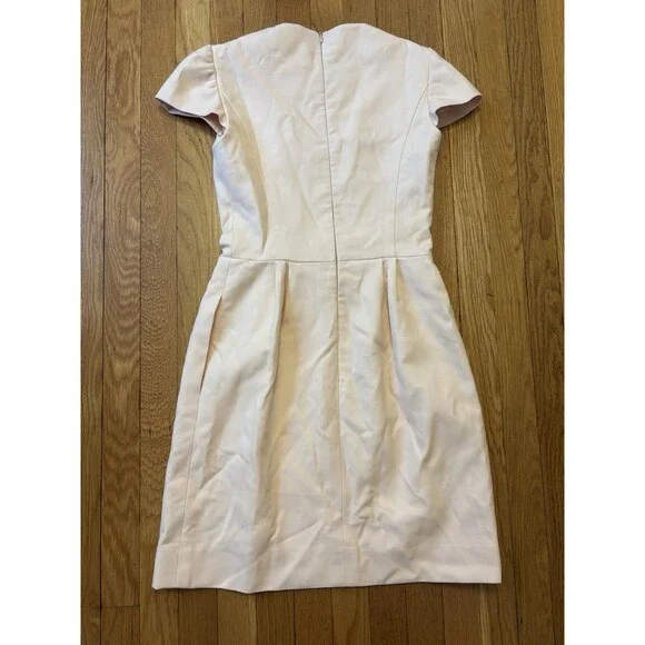 Balenciaga Paris Le Dix Light Pale Pink Shift Dress Bow Size 38 Wool Silk 4/6 - Picture 9 of 9